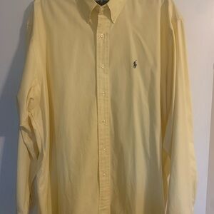 Ralph Lauren Blake Yellow Button Down Shirt With Iconic Logo XL 100% Cotton